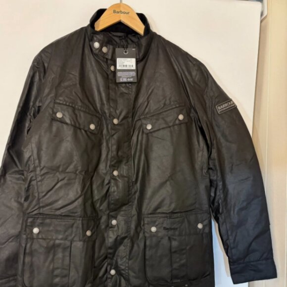 Barbour Tourer DUKE Waxed Motorcycle Style Jacket in Black MSRP$485 British Lux - Picture 3 of 16